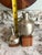 Mid-Century Modern Roost Metal Bud Vases on Wood Bases, Set of 2 For Sale - Image 3 of 3