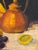 Vintage Still Life Oil Painting With Fruit, Wine Bottle & Copper Kettle, 14” × 18” For Sale - Image 4 of 10