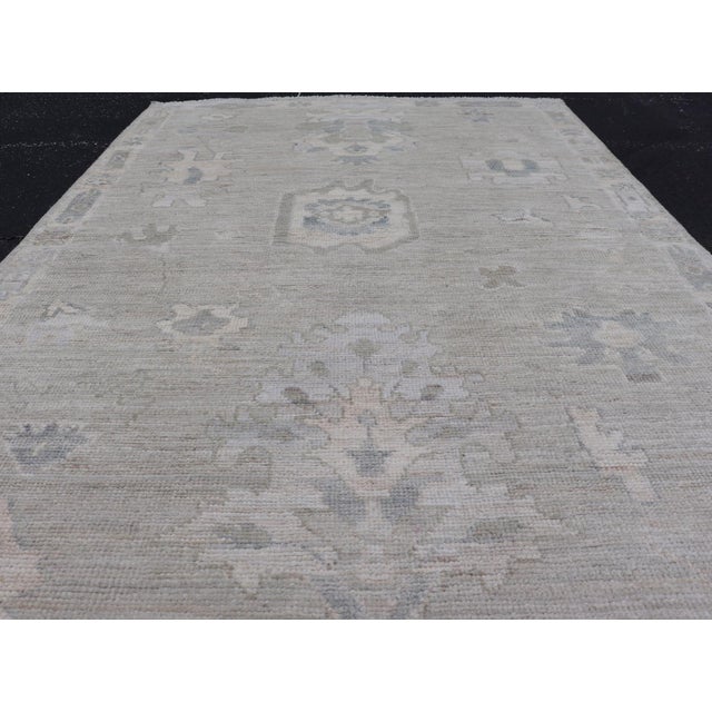 Early 21st Century Afghanistan Oushak Rug With Soft Sage Gray Field and Tribal Motifs For Sale - Image 5 of 10