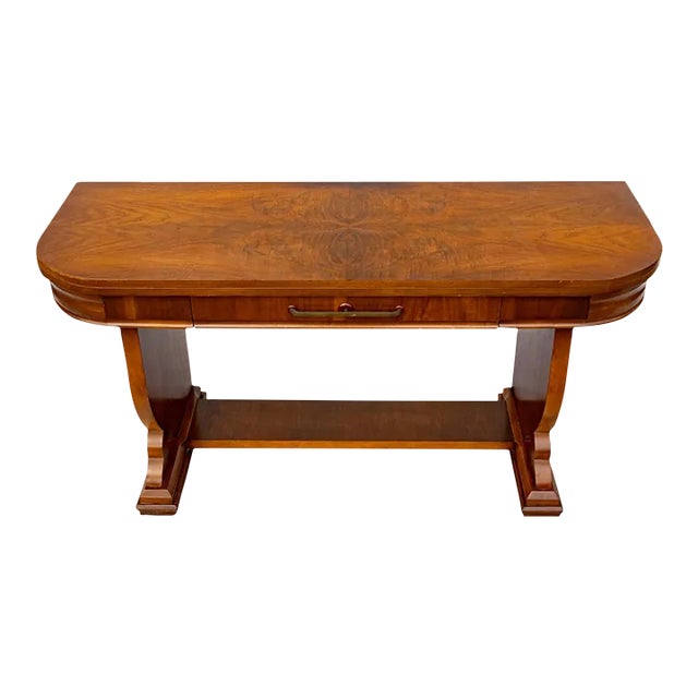 1930s Art Deco Flip Top Console Pedestal Table For Sale