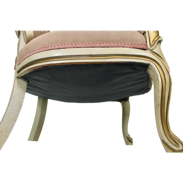 Antique Louis XVI Style Painted Aubusson Fauteuil Armchair For Sale - Image 10 of 11