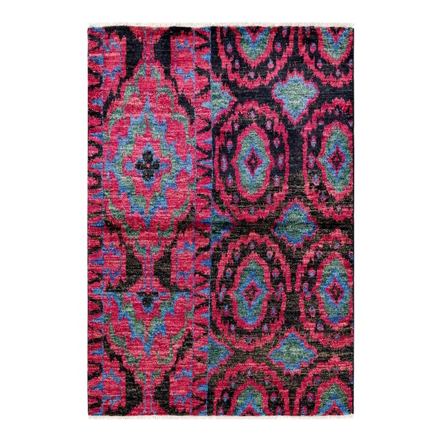 Modern Hand Knotted Area Rug, Purple - 4' 1" x 5' 9" For Sale - Image 9 of 9