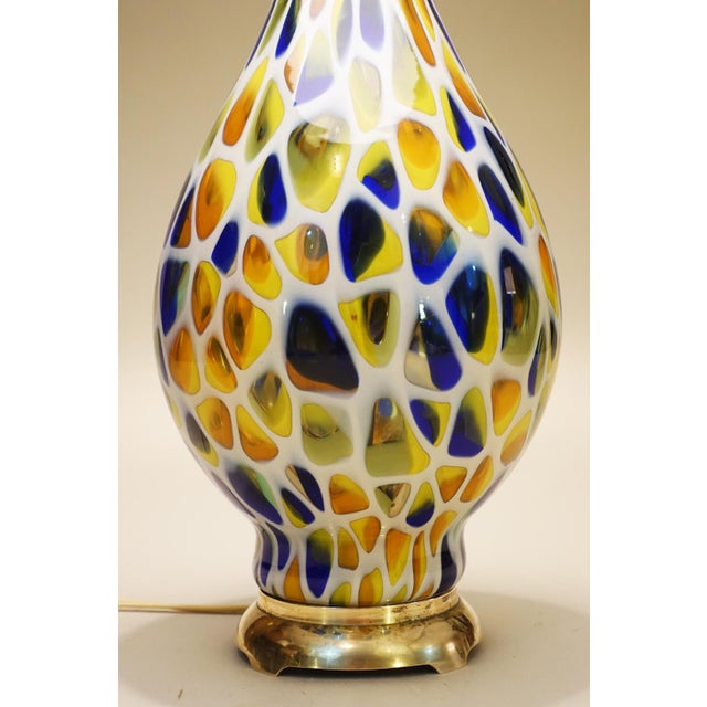Glass 1960s Rarest Murano Millefiori Mosaic Blown Glass Barovier Toso Italy Art Glass Brass Table Lamp For Sale - Image 7 of 11