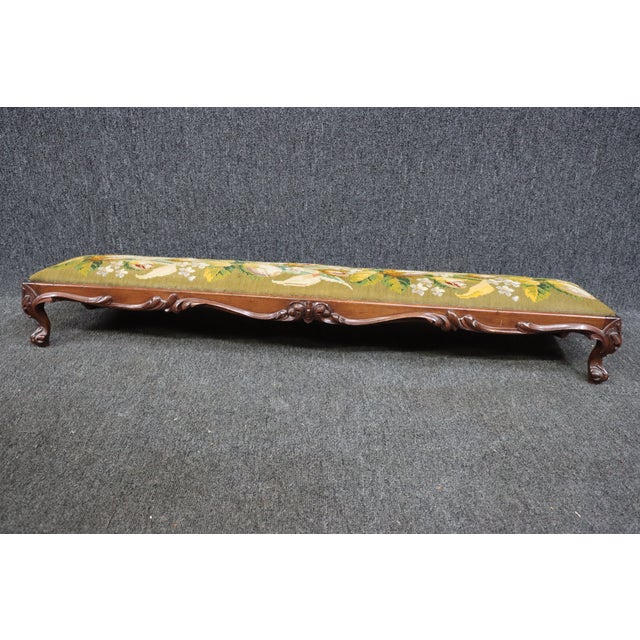Victorian Carved Walnut Needlepoint Kneeling Prayer Bench Chairish