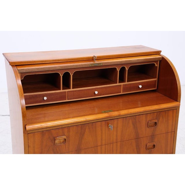 Brown Mid-Century Secretary Writing Desk For Sale - Image 8 of 18