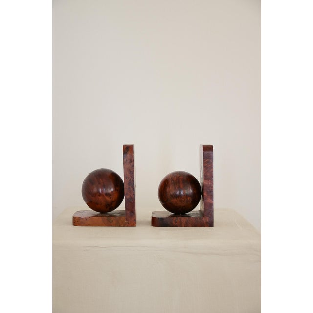 Brown Vintage Burlwood Bookends For Sale - Image 8 of 8
