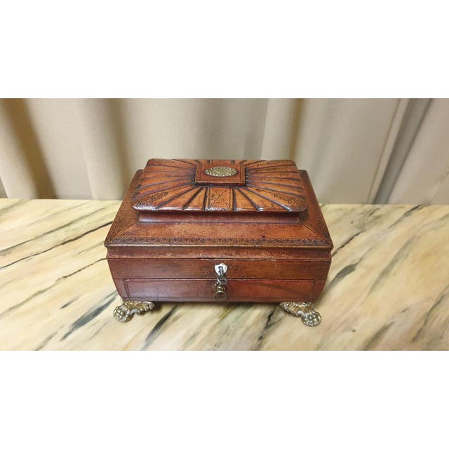 Hollywood Regency Regency Leather Sewing Box For Sale - Image 3 of 14
