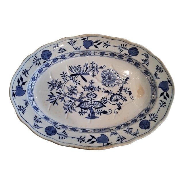 Early 20th Century Blue Onion Platter For Sale