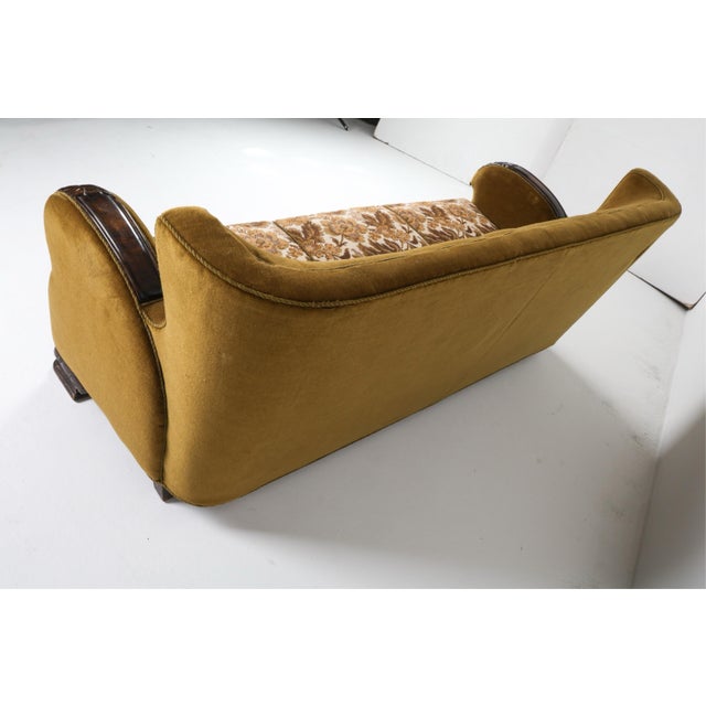 Danish Oak and Mohair Sofa Couch Circa 1940 Art Deco Style For Sale - Image 10 of 12
