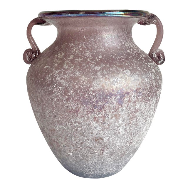 Scavo Glass Vase, Italian Seguso Murano Style For Sale