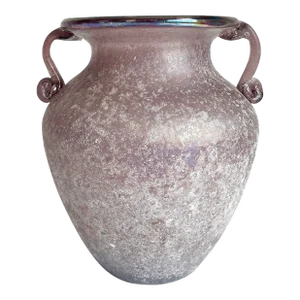 Scavo Glass Vase, Italian Seguso Murano Style