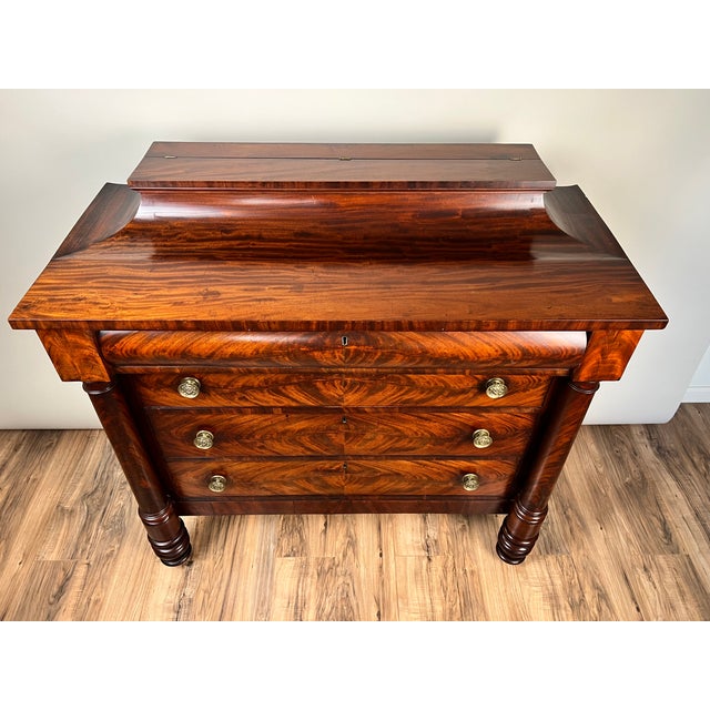 Antique American Empire Albany Four Drawer Chest C. 1840 For Sale - Image 4 of 14
