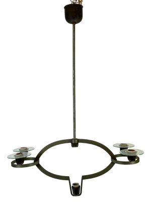 Art Deco Chandelier in Lacquered Brass and Glass by Pietro Chiesa, Italy, 1930s