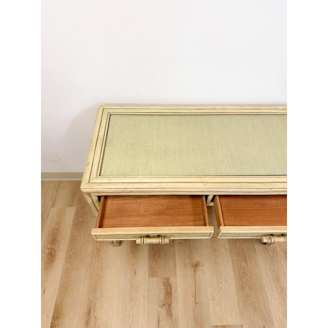 Vintage Ficks Reed Style Faux Bamboo Petite Desk With Drawers Wicker Coastal MCM For Sale In Tampa - Image 6 of 13