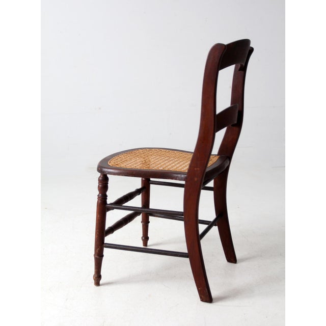 Antique American Cane Seat Ladder Back Chair For Sale - Image 10 of 14