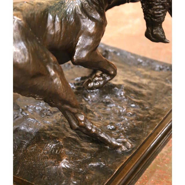 Late 19th Century German Brass & Plaster Hunting Dog Sculpture by Emil Wünsche For Sale - Image 10 of 14