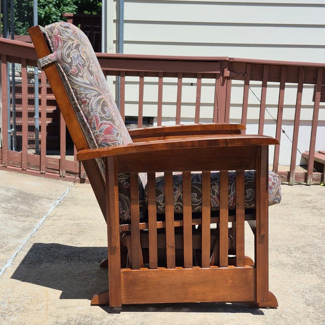 2001 Ethan Allen Mission Craftsman Style Cherry Wood Gliding Arm Chair Rocker Glider For Sale - Image 14 of 18