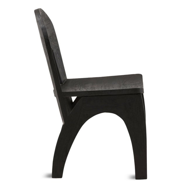 Contemporary Modern Black Round Back Wood Dining Chair For Sale - Image 3 of 7