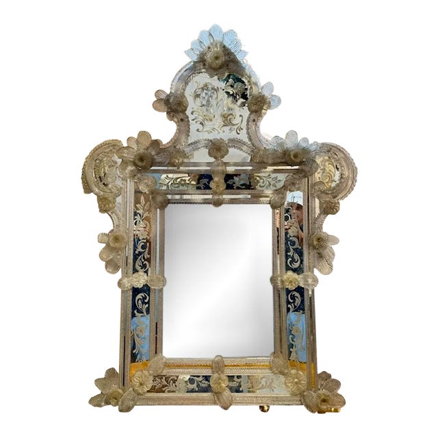 Venetian Etched Glass Mirror For Sale