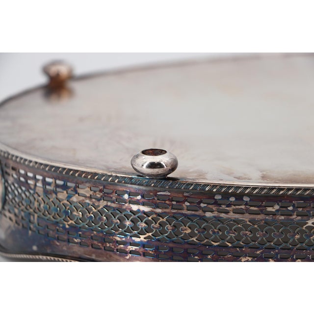 1940s Barker Ellis Large Silver Plate Footed Serving Tray, English For Sale - Image 17 of 18