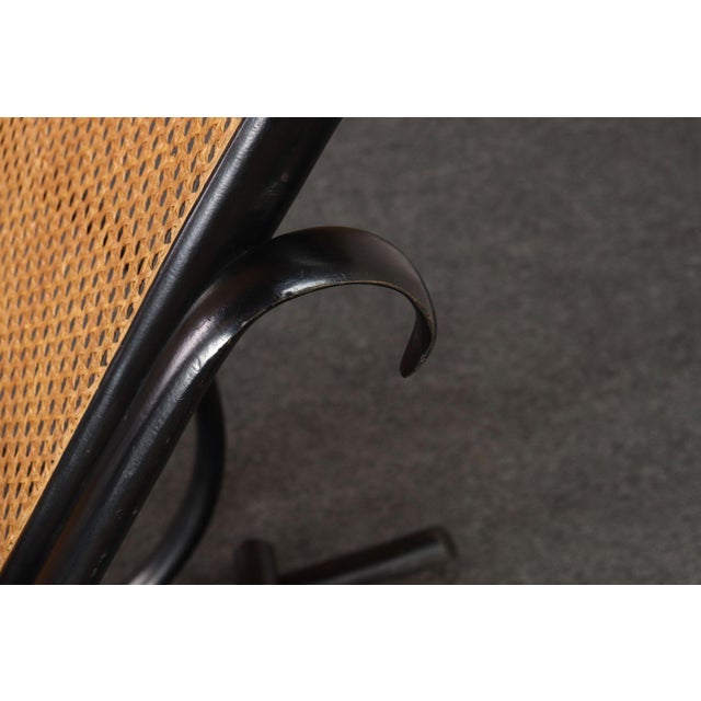Vintage Thonet Ebonized Bentwood and Rattan Rocking Chair For Sale - Image 13 of 18