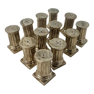 Godinger Silver Plate Architectural Columns Salt & Pepper Shakers-6 Sets For Sale
