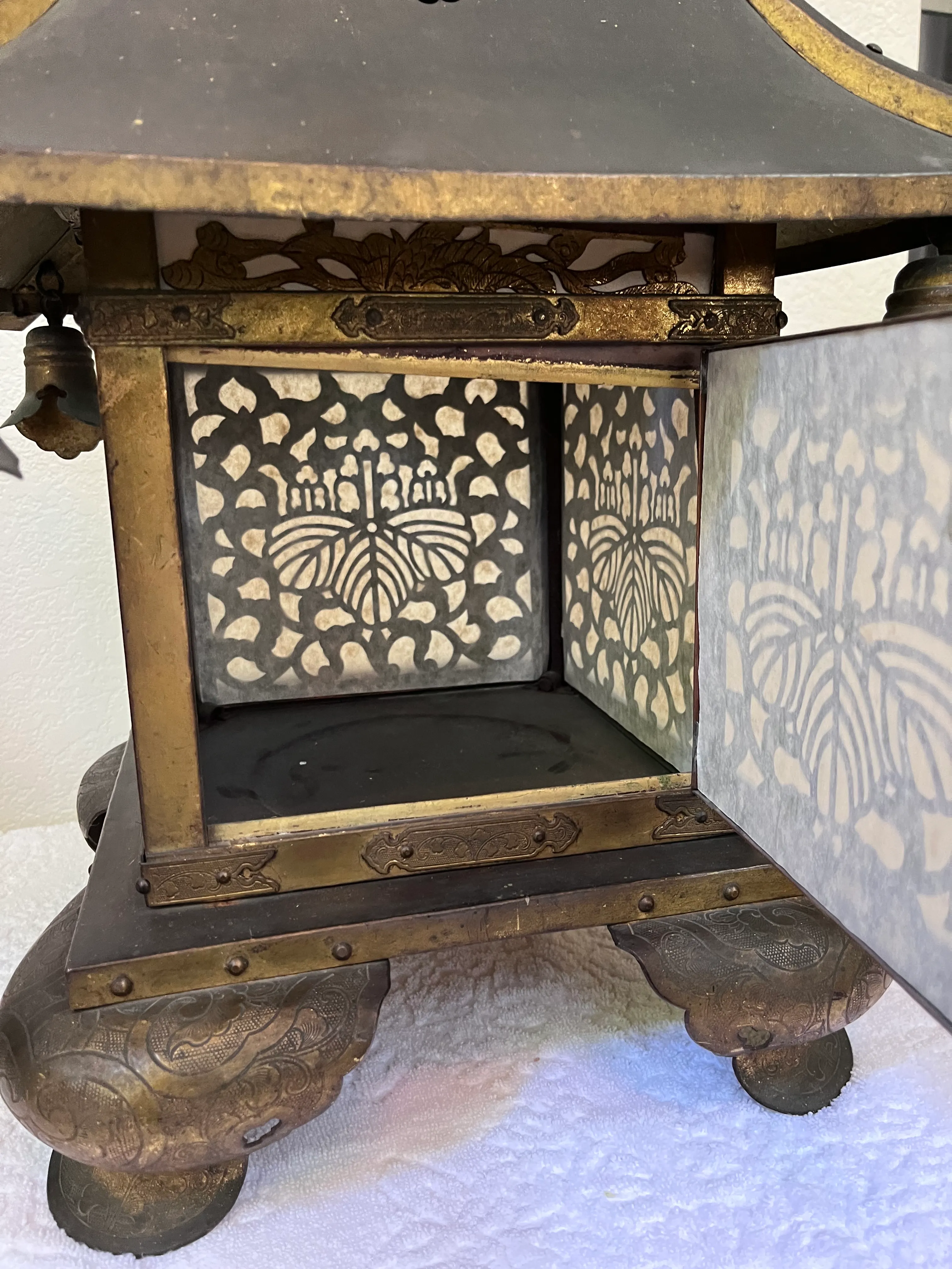 Meiji Period Antique Japanese Lantern With Paulownia Crest | Chairish