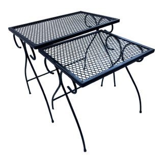 Mid Century Modern Iron Nesting Tables, 2 Pieces For Sale