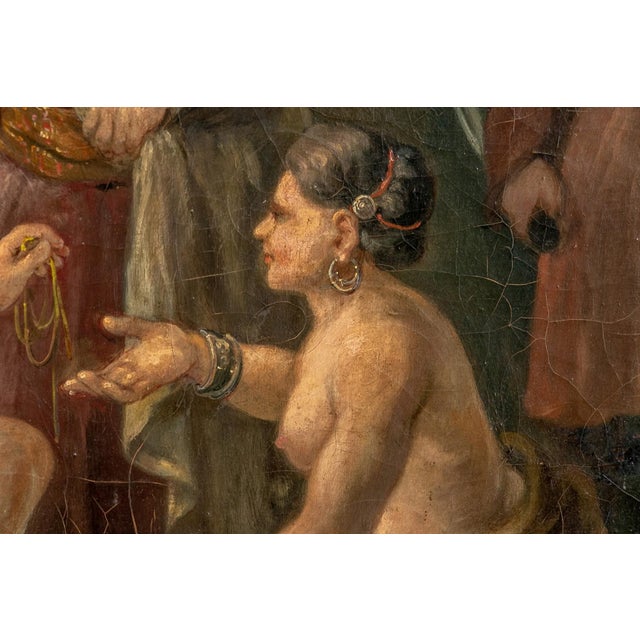 Impressionist Antique Orientalist Royal Court Scene Oil Painting Signed Framed 19th Century For Sale - Image 3 of 11