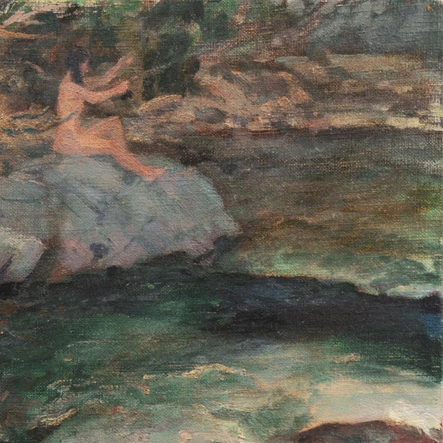 1980s 'Bathing by the River' by Len Chmiel, Art Center College of Design For Sale - Image 5 of 7