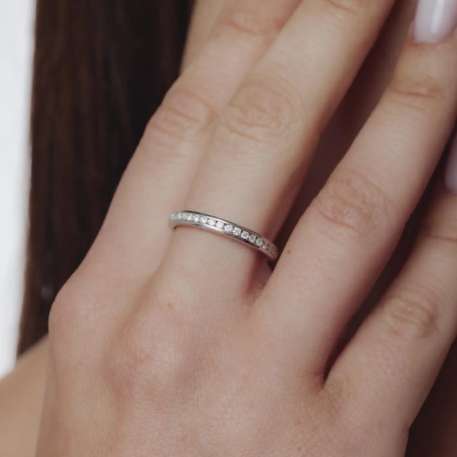 Vintage Diamond 14k White Gold Half Eternity Band, Size 6.5 For Sale In Los Angeles - Image 6 of 7