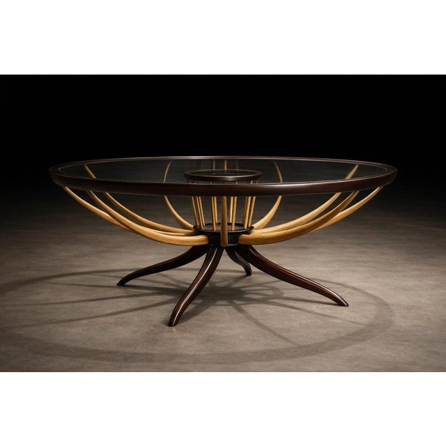 Brazilian Modern Coffee Table With Flower Vase in Two Woods, Giuseppe Scapinelli, 1950s For Sale - Image 9 of 12