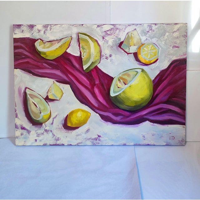 Irina Dobrovinska Fruit Symphony — Original Oil Painting on Canvas Contemporary Citrus Still Life For Sale - Image 6 of 9