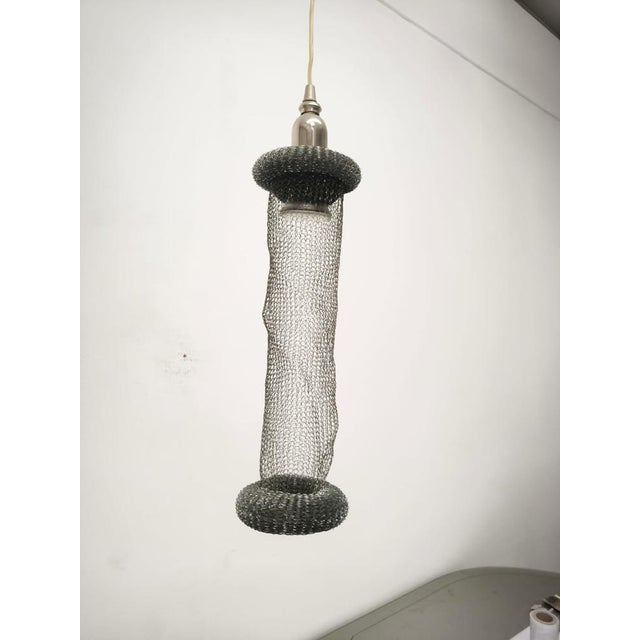 Metal Suspension Lamp in Metal Mesh by Lamp International, 1990s For Sale - Image 7 of 12