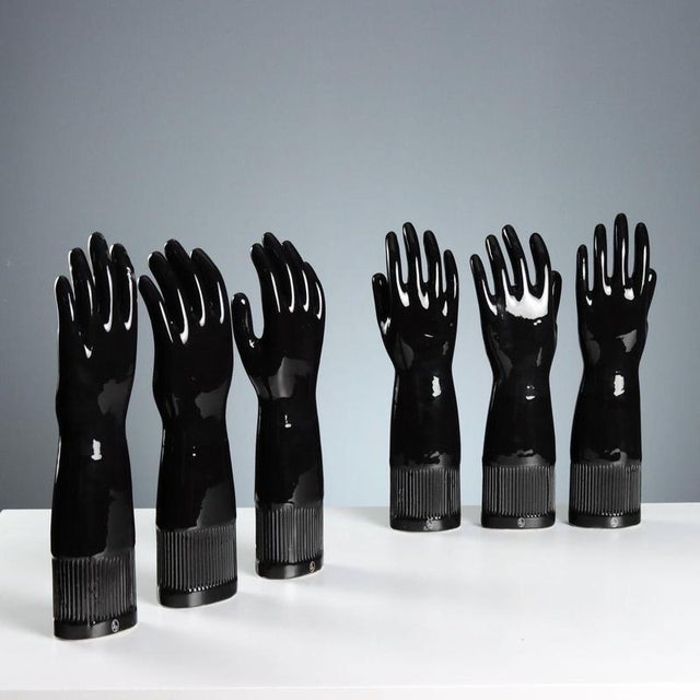 Black Vintage Glove Molds by Lungavilla Porcelain for Pirelli, Italy, 1980s, Set of 6 For Sale - Image 8 of 10