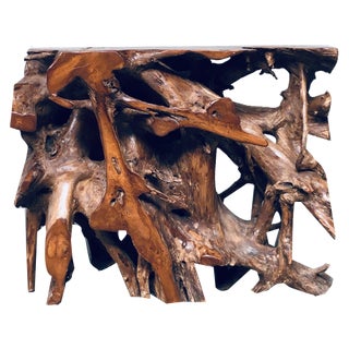 Travail Populaire Burl Root Wood Console, Italy, 1960s For Sale