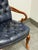 Queen Anne Style Tufted Blue Leather Armchair, Vintage For Sale In San Francisco - Image 6 of 14