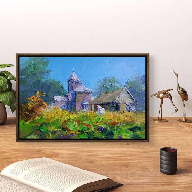 Impressionist Oil Painting Village Church on a Clear Day Boris Serdyuk For Sale - Image 3 of 8