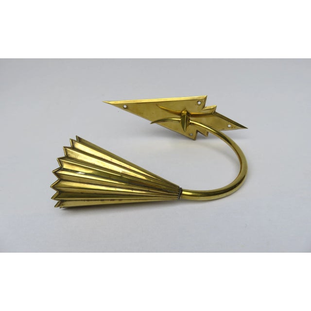Gold Vintage Art Nouveau Brass Wall Applique For Sale - Image 8 of 16