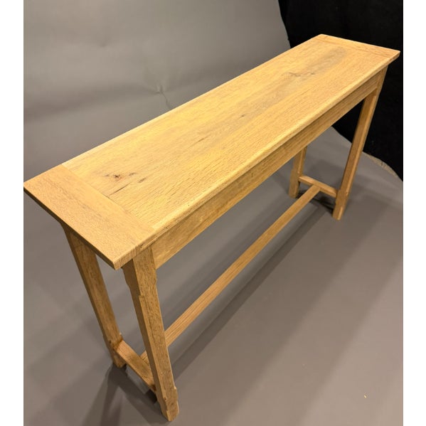 21st century handcrafted console table made from reclaimed quarter-sawn white oak, sourced from approximately 200-year-old...
