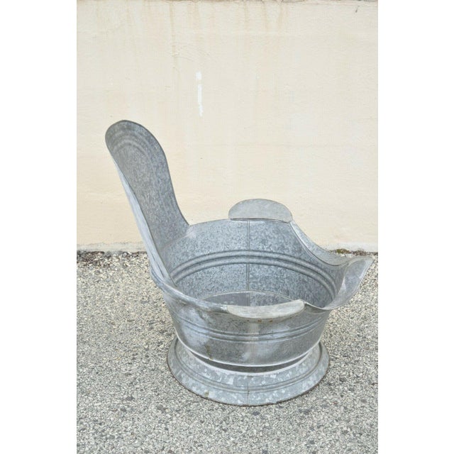 Antique Galvanized Metal Tin Cowboy Bathtub Sit Down Hip Tub With