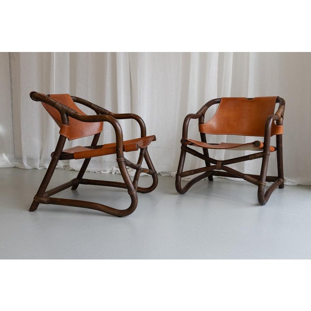 Modern Danish Bamboo and Leather Lounge Chairs & Table by Horsnæs, 1960s, Set of 3 For Sale - Image 18 of 18