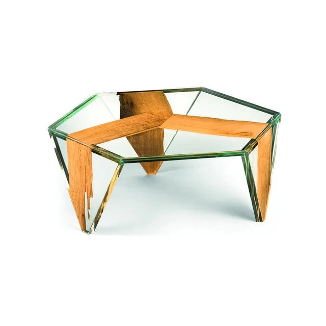 Italian Glass and Wood Tavolino Venice Ruche Coffee Table from VGnewtrend For Sale - Image 4 of 4