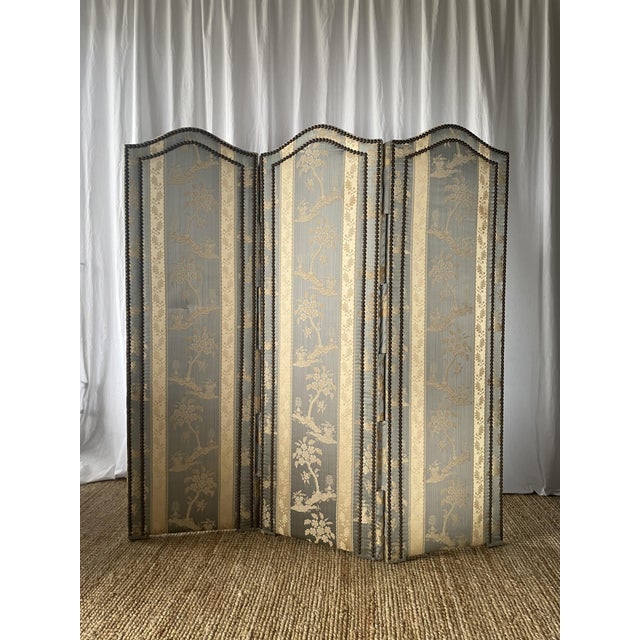 Vintage Screen in Damask Silk, 1920s For Sale - Image 17 of 18