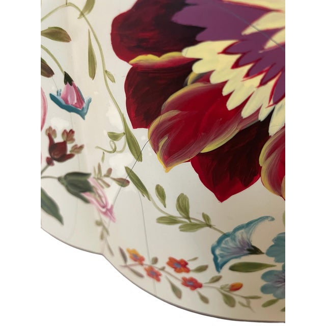 Williamsburg Collection Quatrefoil Floral Oval Tole Planter Cachepot. 20” For Sale - Image 10 of 10