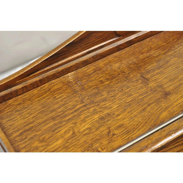 Brown Antique English Victorian Oak Wood Desktop Portable Lap Desk Letter Holder For Sale - Image 8 of 12