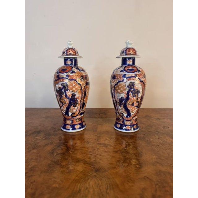 Antique 19th Century Japanese Imari Lidded Vases, Set of 2 For Sale - Image 6 of 7