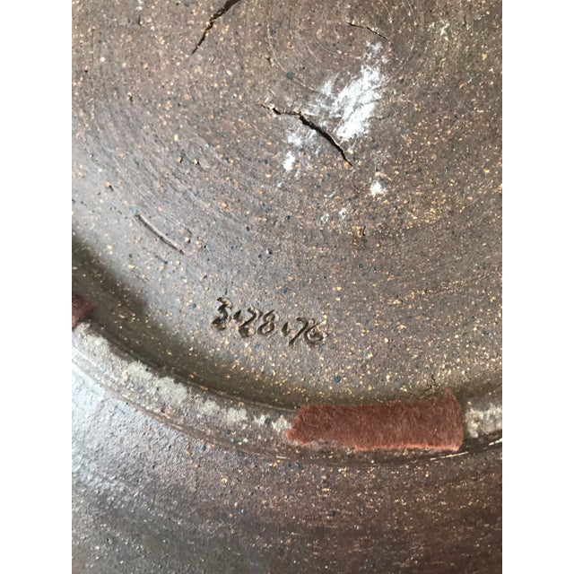 Signed Wheel Thrown Pottery 1970s Statement Platter For Sale - Image 9 of 10
