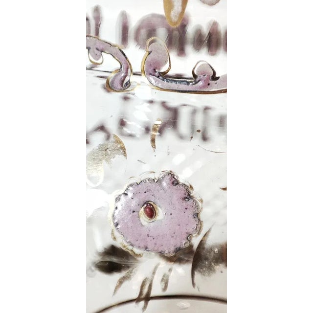 Hand Painted Carved Glass Vase, France, 1960s For Sale - Image 10 of 13