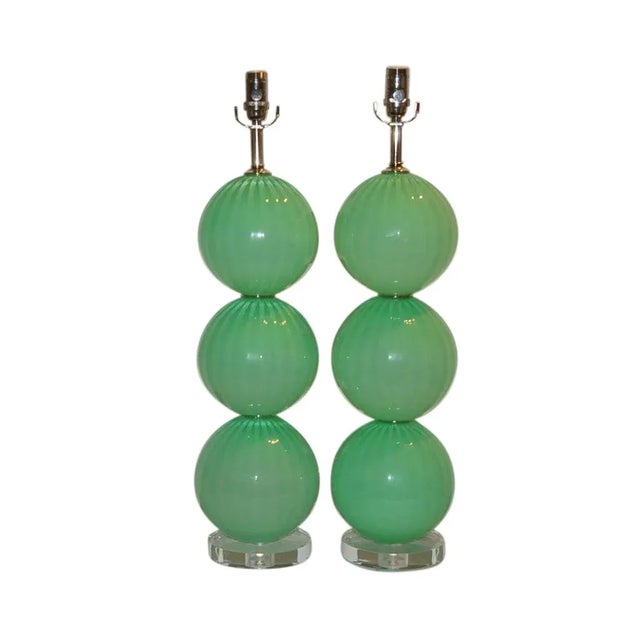 Joe Cariati Green Hand Blown Lamps For Sale - Image 11 of 11